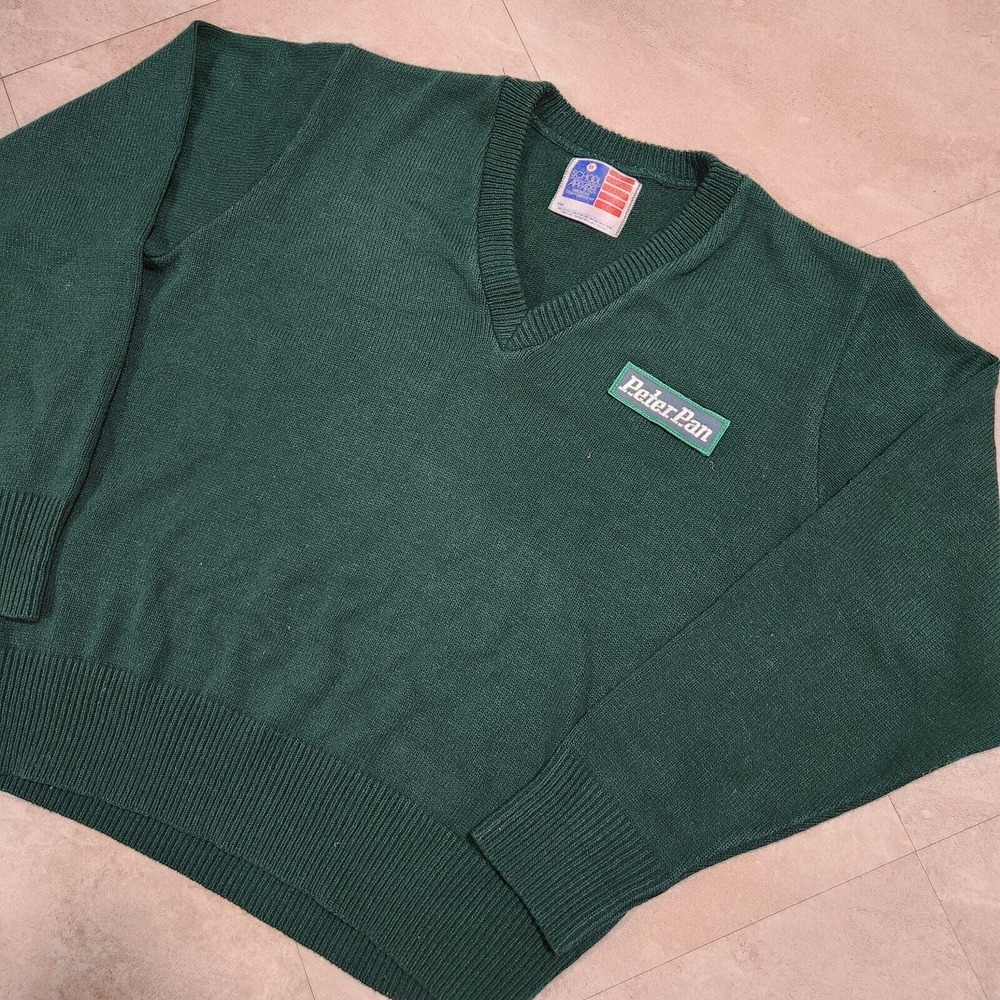 VTG Peter Pan Bus Lines Mens M Medium Transportation Uniform V Neck USA‎ Sweater